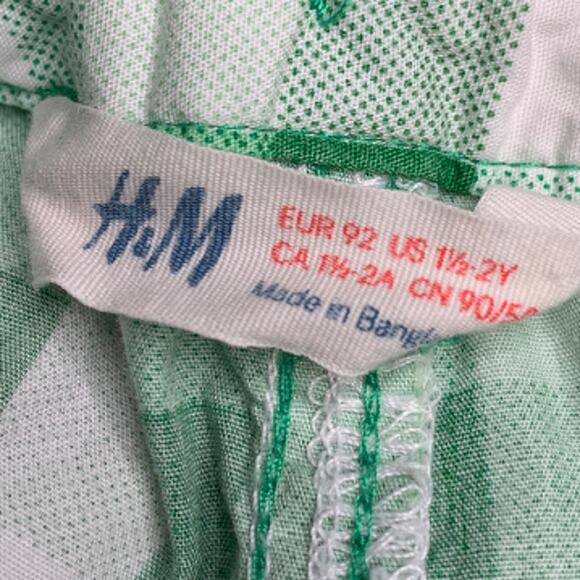 H&M green white gingham plaid shorts adjustable elastic waist 18-24 months - Picture 4 of 5